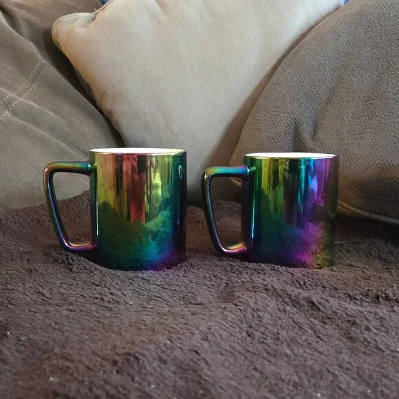 Starbucks 2023 Gift Set mugs - oil slick holographic - NWOT - DISCONTINUED RARE! - Picture 2 of 4